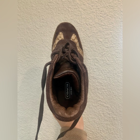 Coach Alara Brown Signature Canvas Wedge Sneakers - Picture 5 of 8